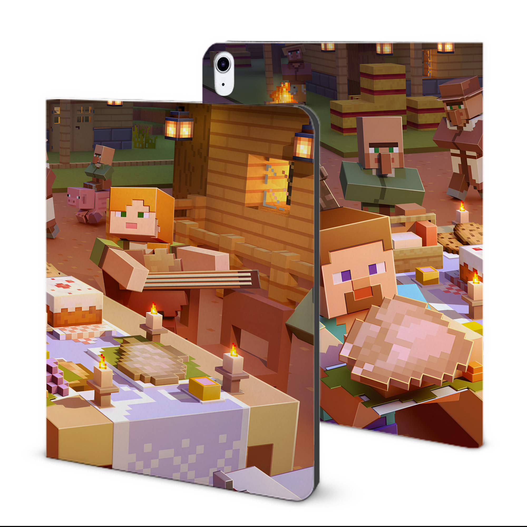 （画像用） マインクラフト ブロックの世界 Minecraft MC Block world IPad ケース ブック型 PUレザー TPU 耐衝撃 軽量 薄型 ペン収納なし 全面保護 IPad 各モデル対応